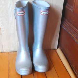 Hunter Silver Rubber Rain Boots